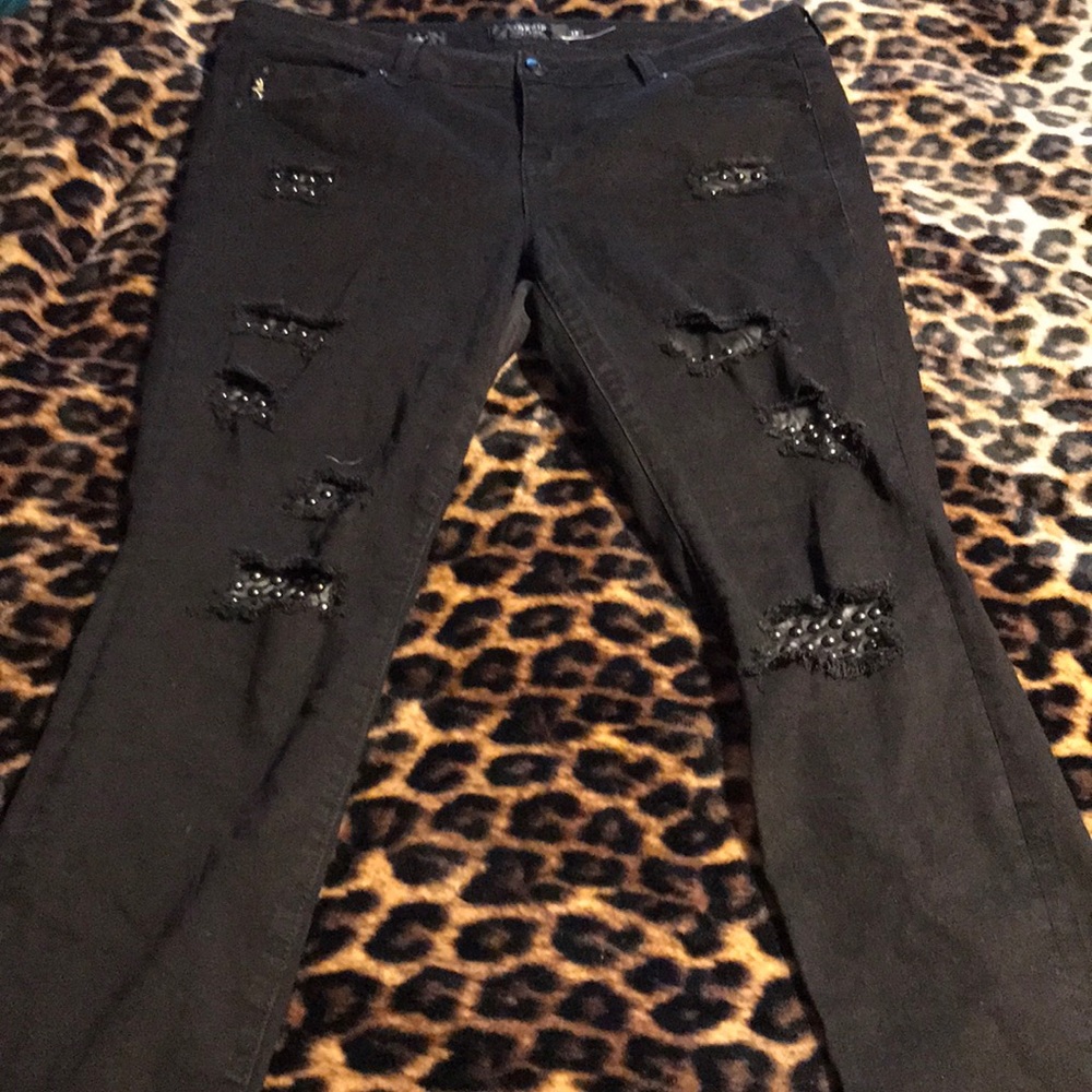 Black jeans with holes